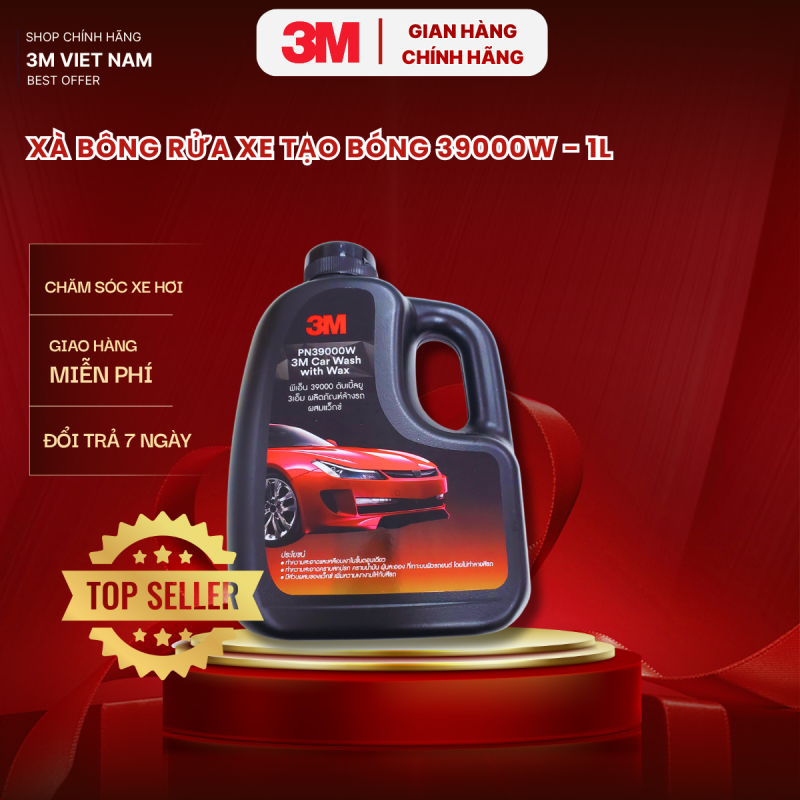 Nước rửa xe siêu bọt tăng bóng sơn ô tô 3M Car Wash With Wax 39000W 1L