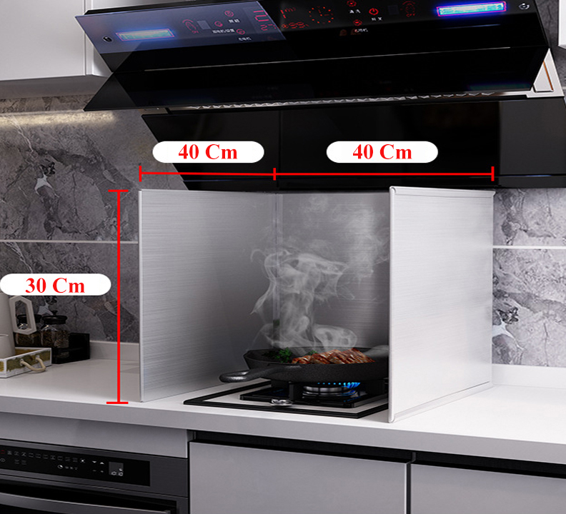 Vách Ngăn Dầu Mỡ Inox 304 Cao 30 Cm KUNBE Tấm Chắn Gió Bếp Hiệu Quả Với Bo Viền Kim Loại Chắc Chắn B