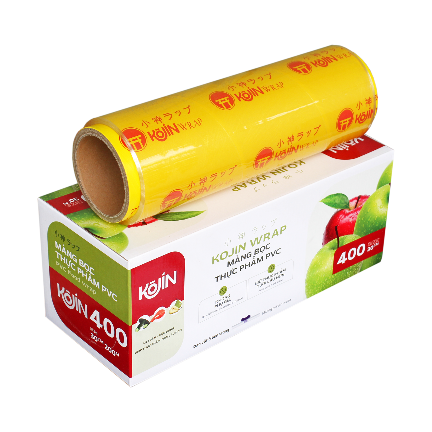 Màng Bọc Thực Phẩm Kojin AN TOÀN |DAI DẺO DÍNH| bọc thực phẩm cao cấp có hộp bánh xe và dao cắt tiện