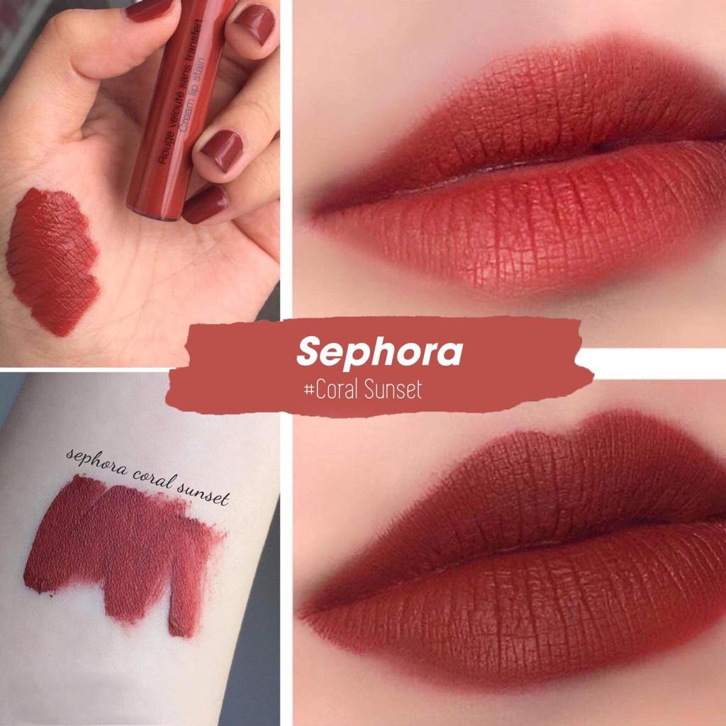 Hàng Pháp - Bill Sephora Ảnh Cuối - Son Kem Sephora Cream Lip Stain 25 Coral Sunset