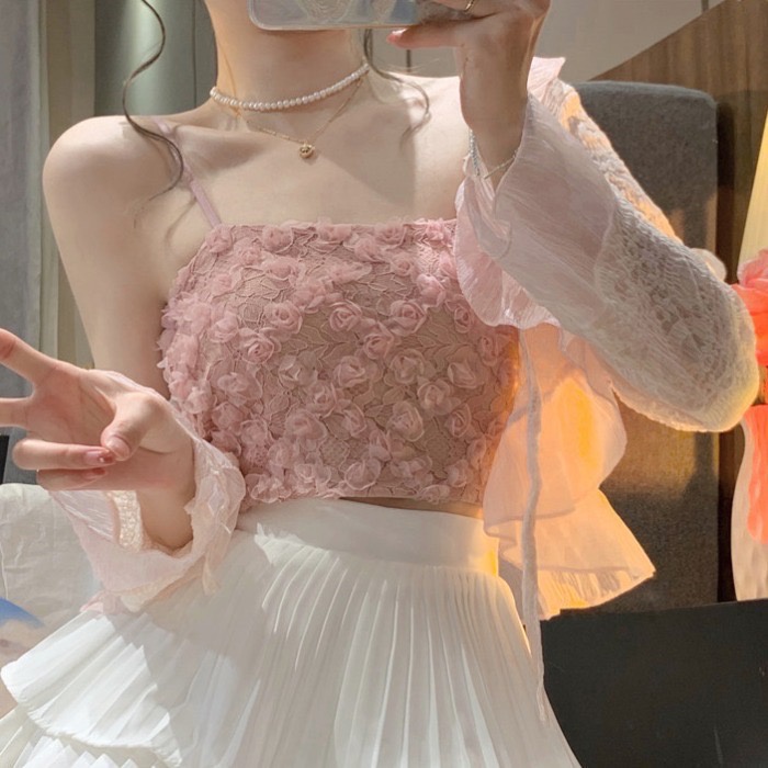 Áo bra ren HOA HỒNG 2 dây thời trang ngọt ngào siêu xinh cho các nàng - LCXAL15