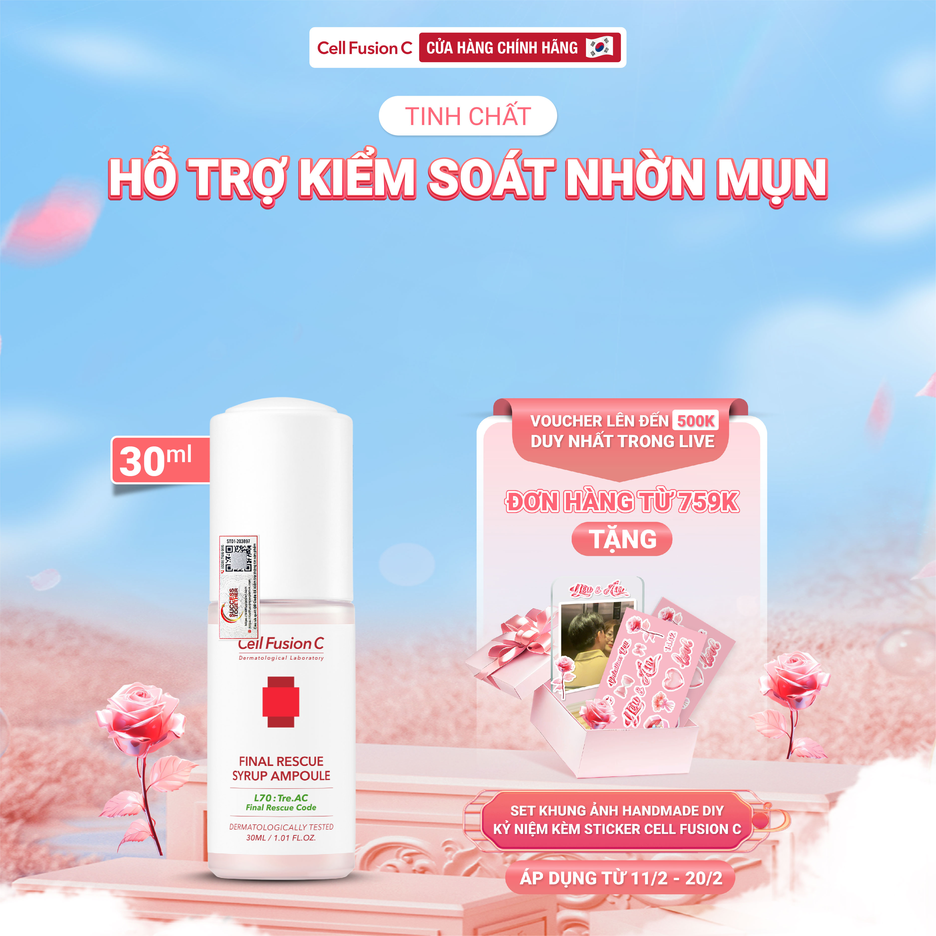 Serum Ampoule Chuyên Biệt Chăm Sóc Da Nhờn Cell Fusion C Final Rescue Syrup Ampoule (30ml)