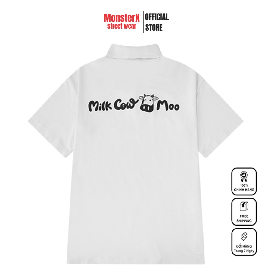 Áo thun polo MONSTER X STREET M.C.MOO phông tay lỡ nam nữ form rộng Local Brand