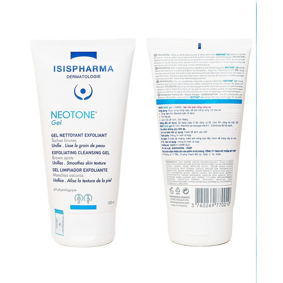 [Hcm]Gel Rửa Mặt Giúp Trắng Sáng Da Isis Pharma Neotone Gel 40Ml - 150Ml