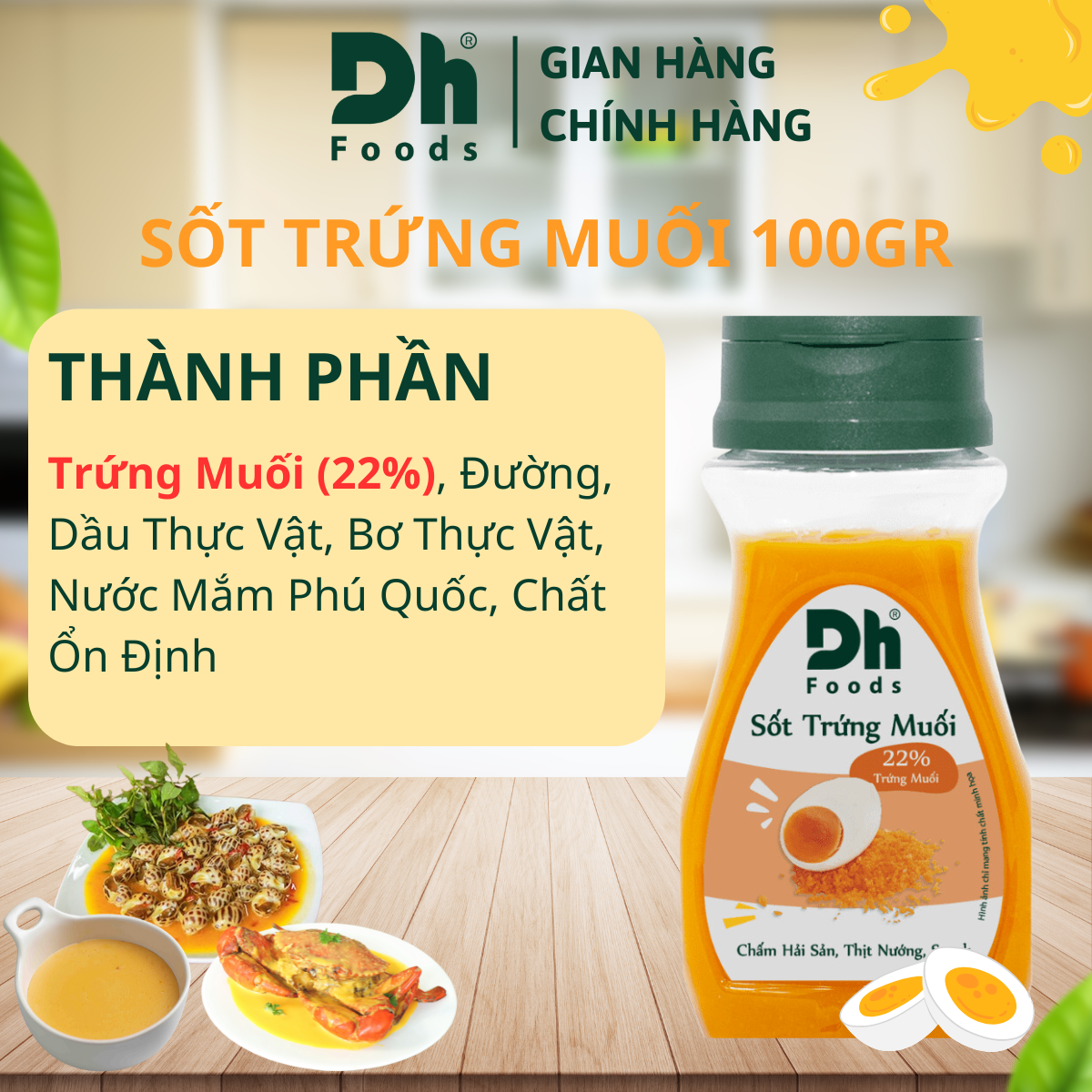 Sốt Trứng Muối Dh Foods 100g - gia vị 22% trứng muối béo ngậy ăn kèm mỳ Ý khoai tây chiên sốt chấm h