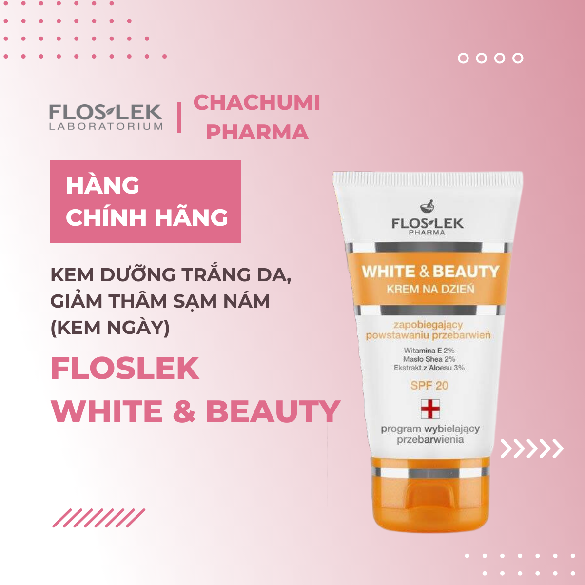 Kem Floslek White &amp; beauty dưỡng trắng da ban ngày giảm thâm sạm nám Floslek White &amp; beauty