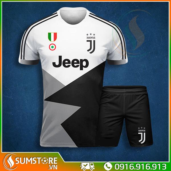 Áo Đấu Bóng Đá CLB Juventus Trắng Đen - Bộ Đồ Đá Banh 2019 2020 Vải Thun Lạnh Cao Cấp