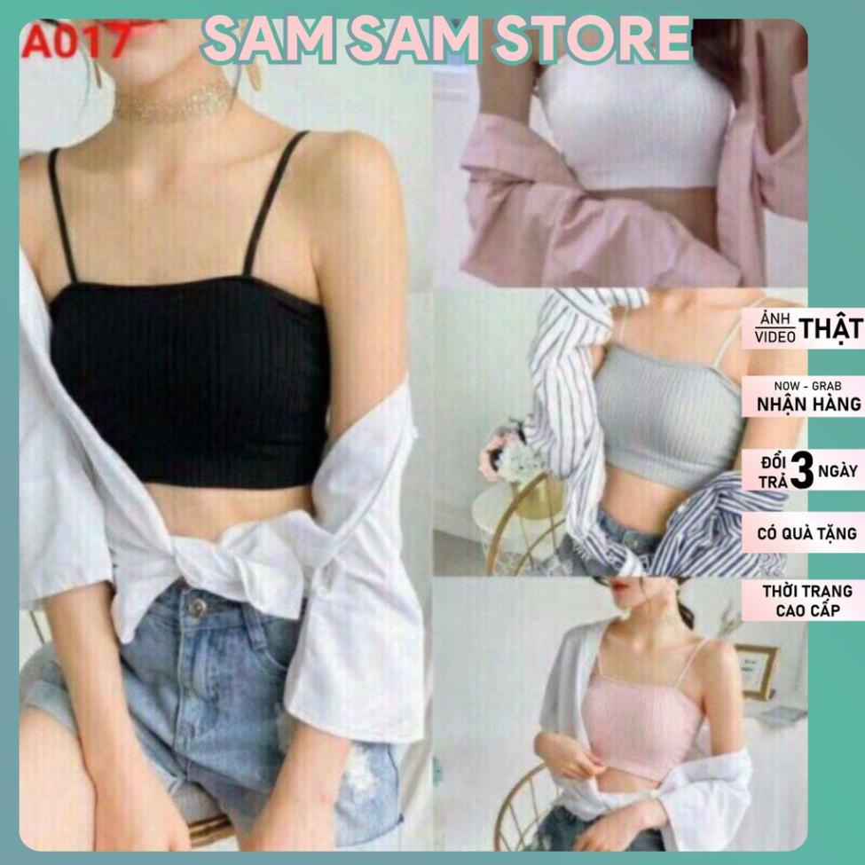 AO LÓT QUÂY Áo Ngực Bra Ống 2 Dây Cotton Gân Tăm Có Mút Ngực