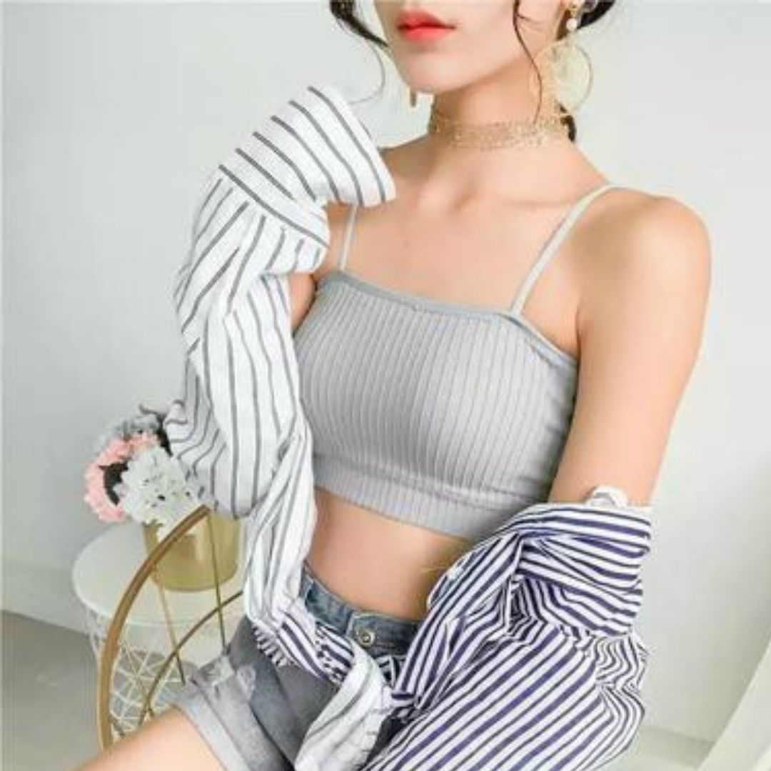 Áo bra cotton gân tăm  mút mỏng 2 dây dành cho học sinh cấp 1 cấp 2 cấp 3 Lá Bralette A32
