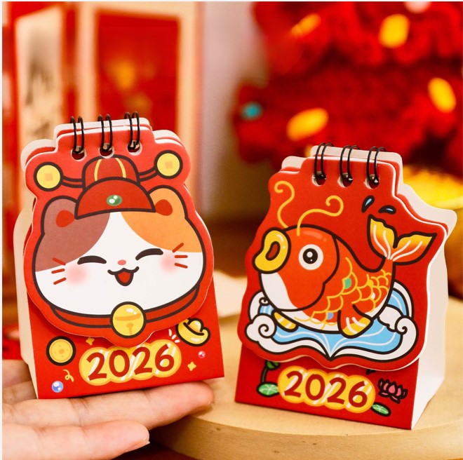 HK0266 LỊCH 2026 ĐỂ BÀN MINI 5.8*8.5CMTHIẾT KẾ CÓ PHẦN GHI CHÚ NHỎ GỌN TINH TẾ LỊCH TẾT