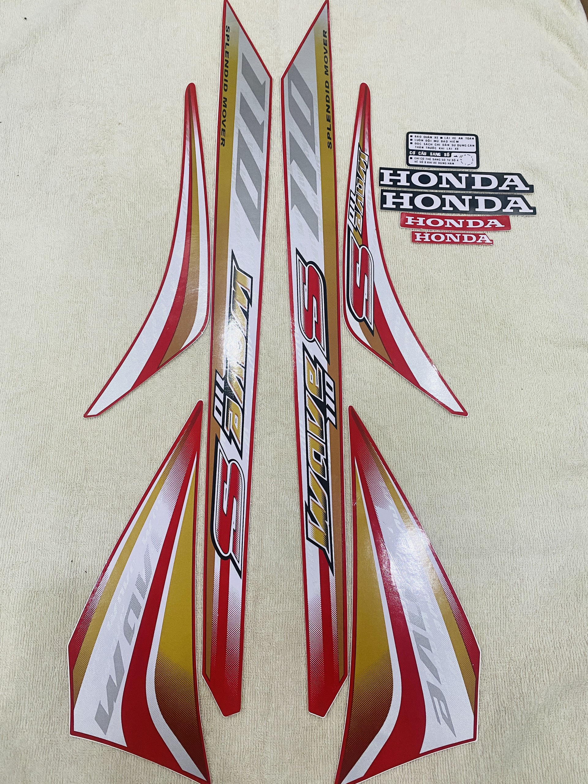 Bộ tem decal dán xe máy Honda wave S110 đời 2012 màu đỏ zin thái siêu đẹp