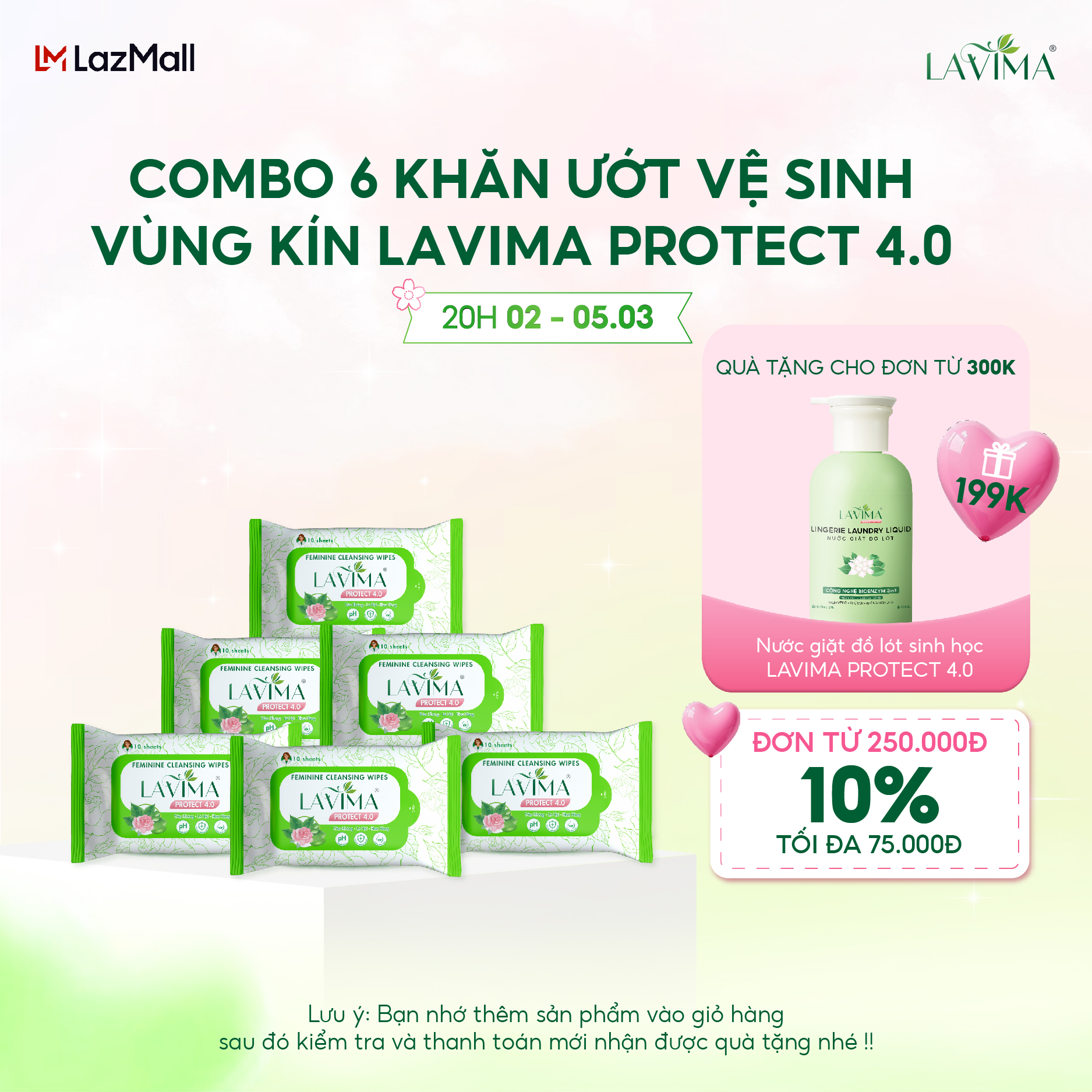 COMBO 6 GÓI KHĂN ƯỚT VỆ SINH LAVIMA PROTECT 4.0