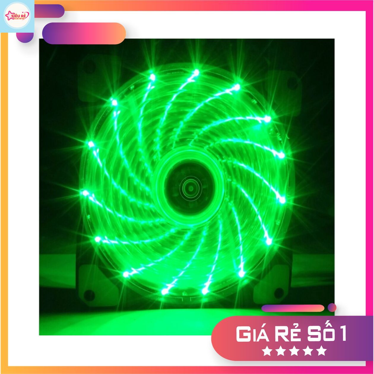 Fan Case M21 Green Quạt tản nhiệt 12V LED 33 Bóng màu xanh Lá ghim trực tiếp nguồn Chân Molex 4 Pin