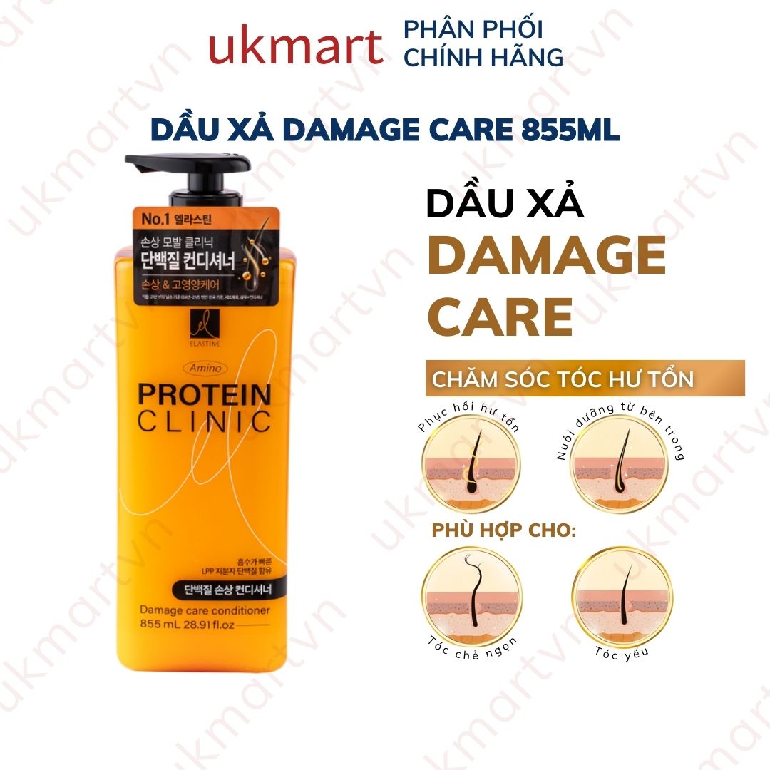 Dầu gội - xả Protein Hàn Quốc mọc tóc giúp dày tóc Elastine Amino Protein Clinic 855ml