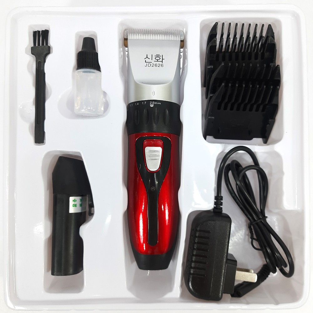 Tông Đơ Jd2626 Hàn Quốc Dùng Pin Sạc 4 Cỡ Lược Căn Chỉnh Độ Dài Tóc Điều Chỉnh Dao Cắt Cao Thấp Dễ Vệ Sinh Bảo Quản