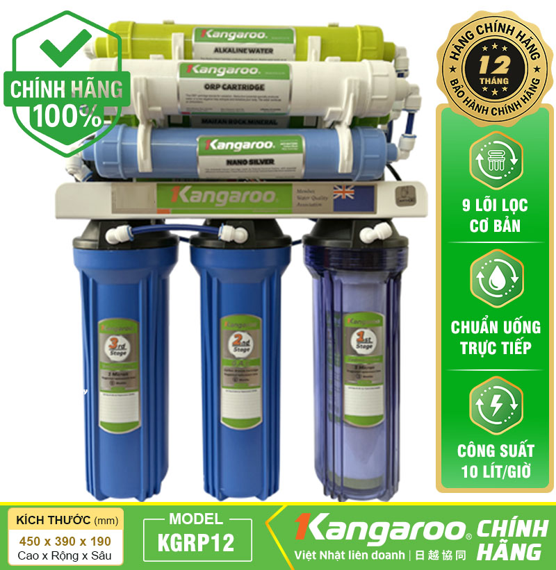 Máy lọc nước Kangaroo KGRP12 - 9 Lõi Lắp Gầm BẢO HÀNH CHÍNH HÃNG 12 THÁNG