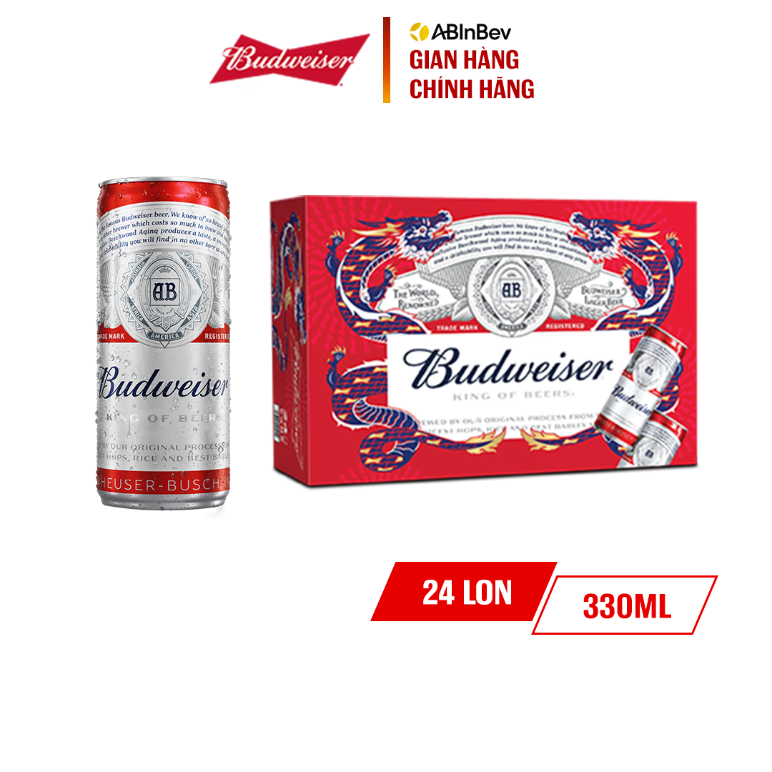 Thùng 24 Lon Bia Budweiser (330ml/ lon) - Chọn Phiên Bản