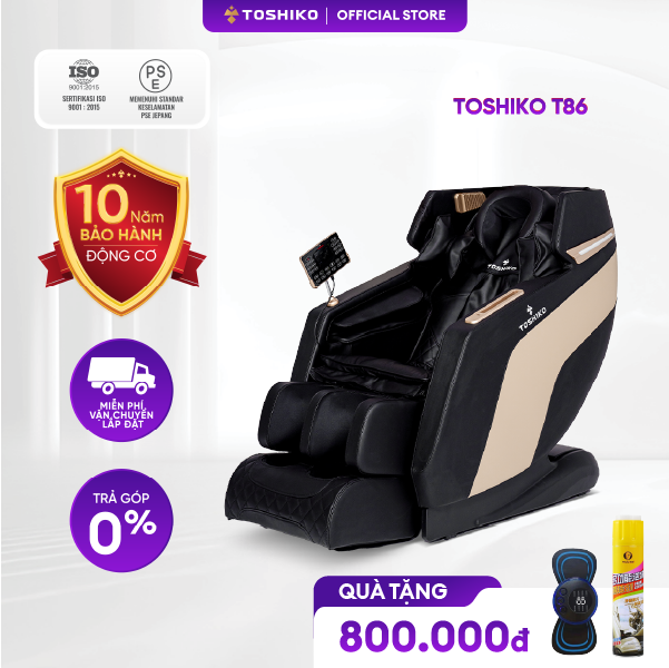 Ghế massage toàn thân Toshiko T86 Con lăn 4D massage di chuyển dọc cơ thể tổ hợp 25 bài massage  đấm
