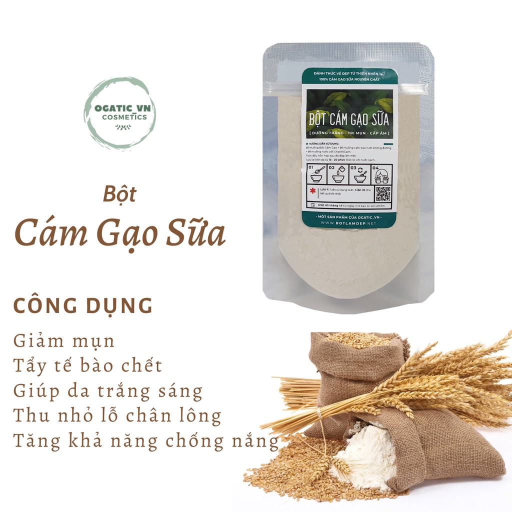 [ 100GR ] Bột cám gạo sữa nguyên chất Organic Handmade đắp mặt giảm cân nguyên chất - mỹ phẩm Handmade  - giảm cân làm đẹp