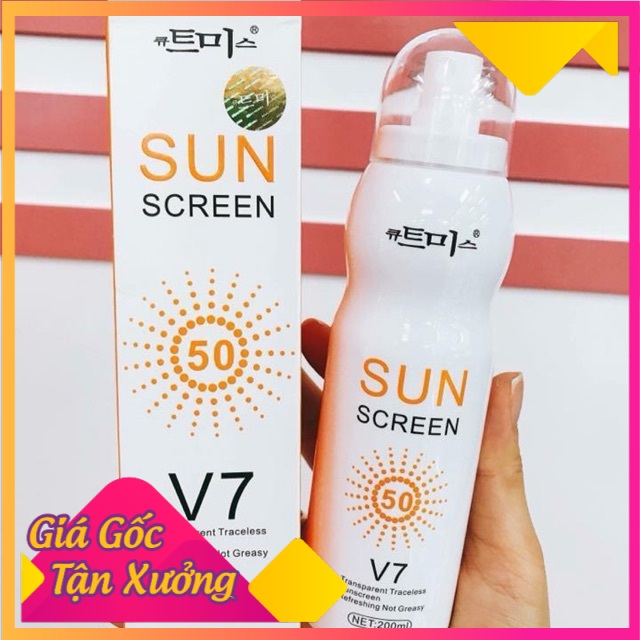 Hàng Hot Trend 2021 Xịt Chống Nắng V7 Sun Screen Spf 50 Pa+++ Dưỡng Ẩm Chống Nắng Sáng Da