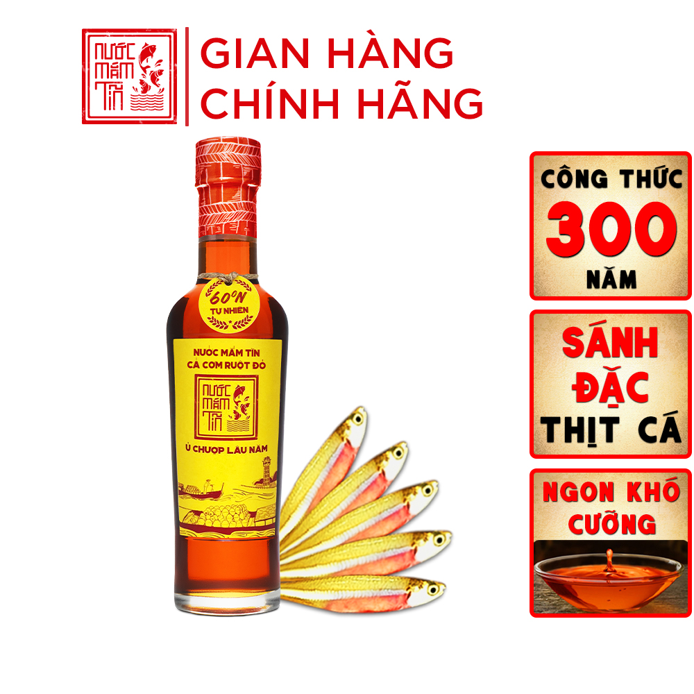 [60N - 250ml] Nước Mắm Tĩn Cá Cơm Ruột Đỏ Độ Đạm 60N Chai Thuỷ Tinh 250ml Nước Mắm Truyền Thống Sạch