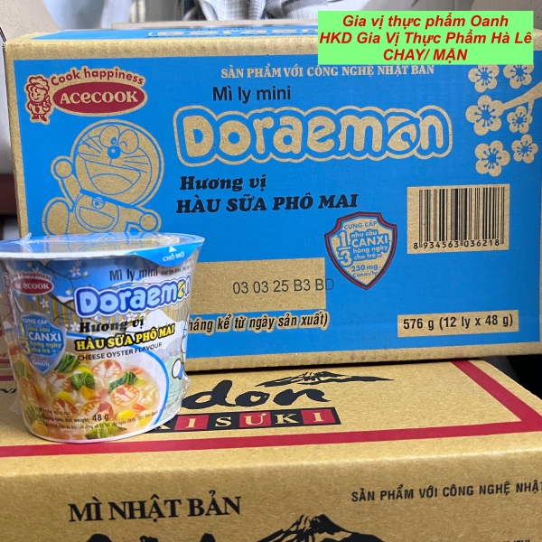 (Lốc 6) Mì ly mini Doraemon hàu sữa phô mai Hảo Hảo Acecook (48 g)