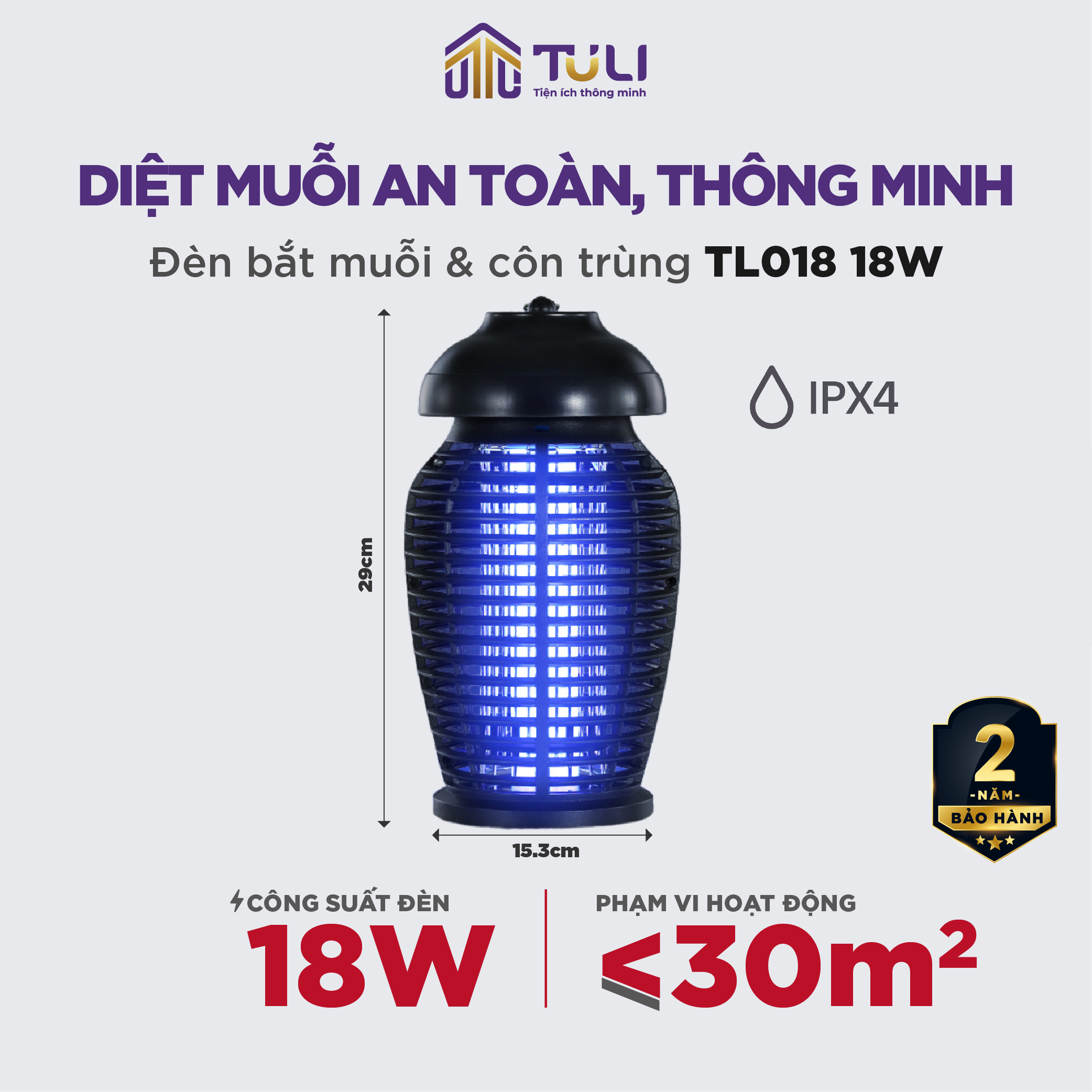 Đèn Bắt Muỗi Tuli 28W - Thiết Bị Diệt Côn Trùng Hiệu Quả, An Toàn cho Gia Đình