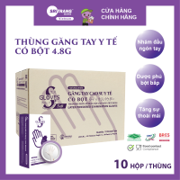 Thùng găng tay cao su y tế latex CÓ BỘT Sgloves 4.8g