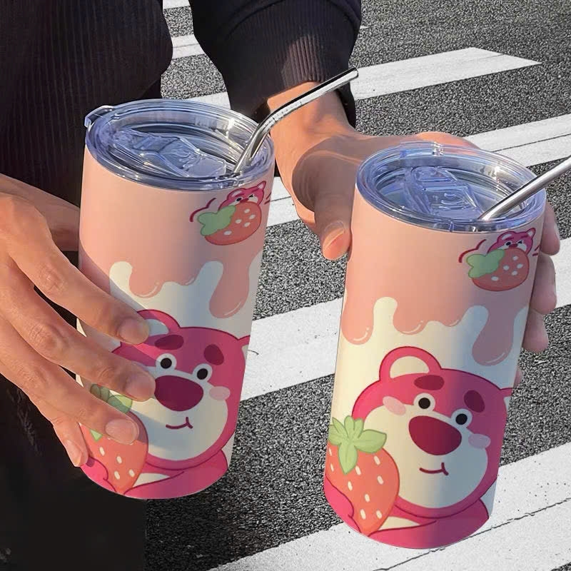 Ly giữ nhiệt gấu dâu Lotso 750ml - Hồng, Inox 304, Thái Lan