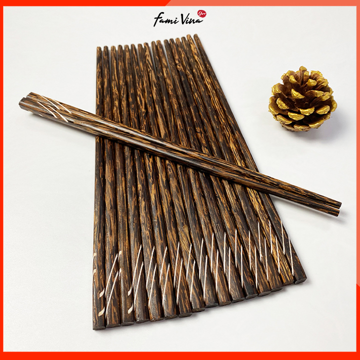 Set 10 đôi Đũa gỗ thốt nốt Cẩm Xà CừĐũa có thân gỗ đen-thơm-bền và không bao giờ bị mọtvân gỗ tự nhi