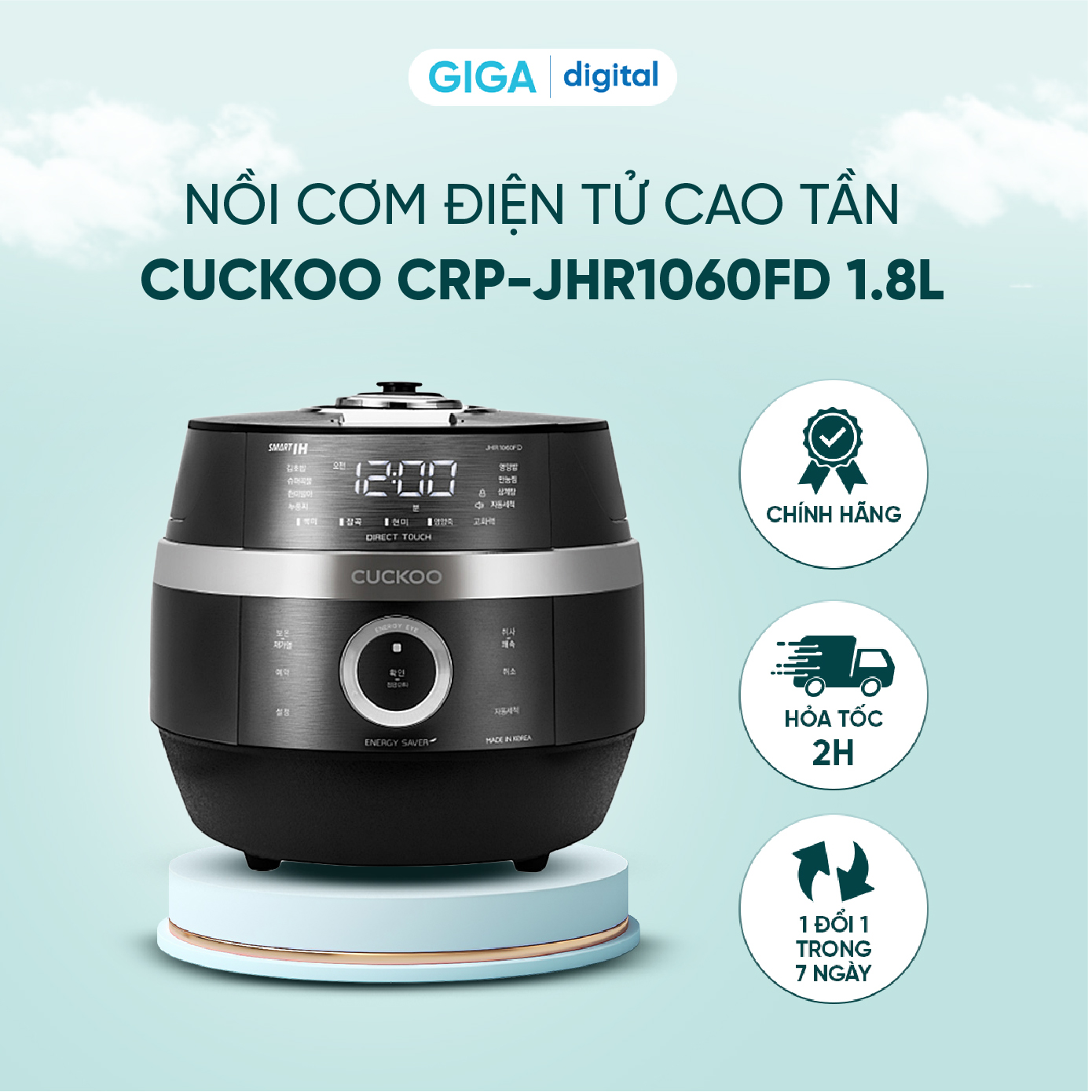 [SIÊU GIẢM GIÁ] Nồi cơm điện cao tần Cuckoo CRP-JHR0660FD 1.08L / CRP-JHR1060FD 1.8L - Tự động làm s