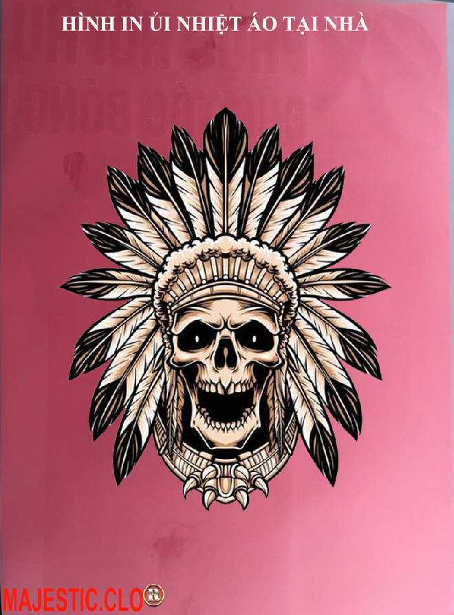 Hình ủi ép nhiệtHình in mẫu thiết kế -Logo Thổ Dân INDIAN SKULL-khuyến mãi-in pet chuyển nhiệt- ủi trực tiếp lên vải áo rất đẹp MJESTIC.CLO-Luck