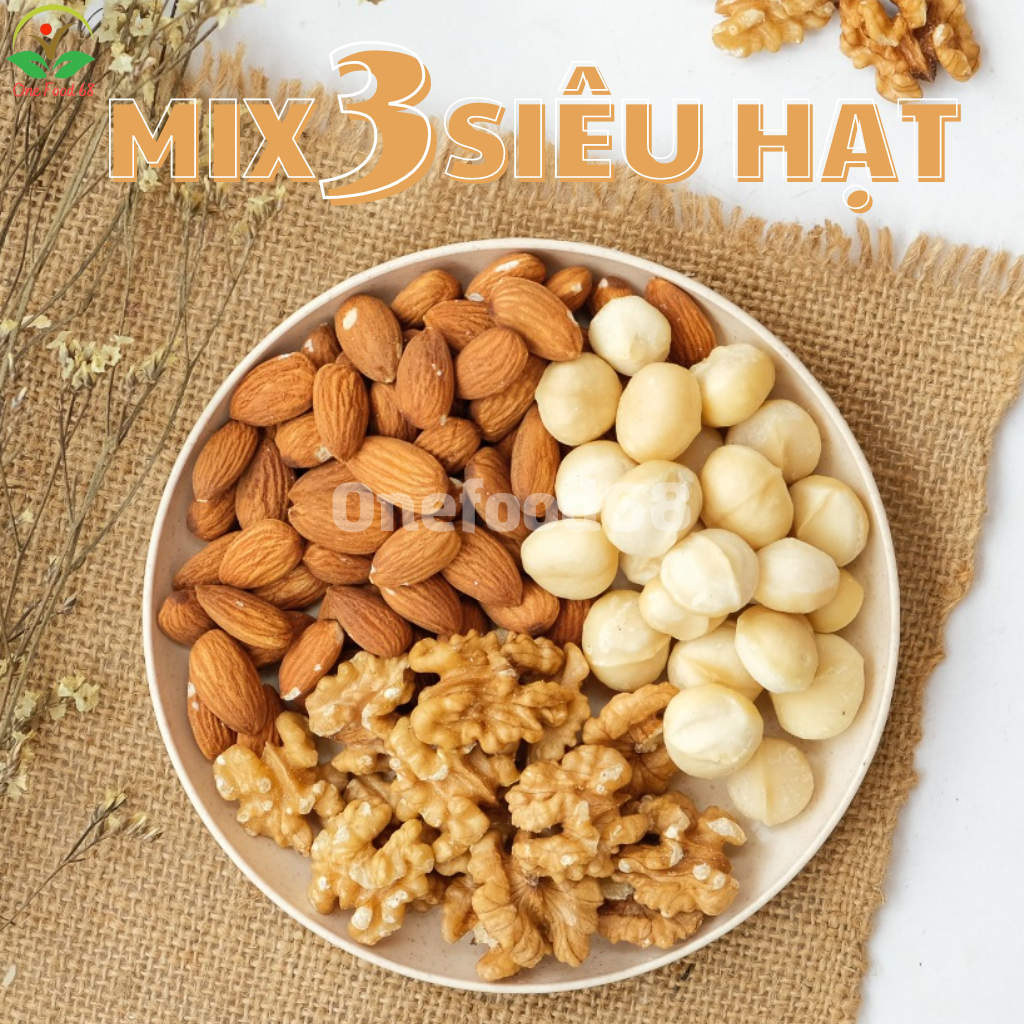 Hạt Dinh Dưỡng Mix 3 Loại Hạt Cao Cấp Siêu Hạt Gồm Hạt Macca Hạnh Nhân Óc Chó Vàng Ngũ Cốc Bà Bầu Gi