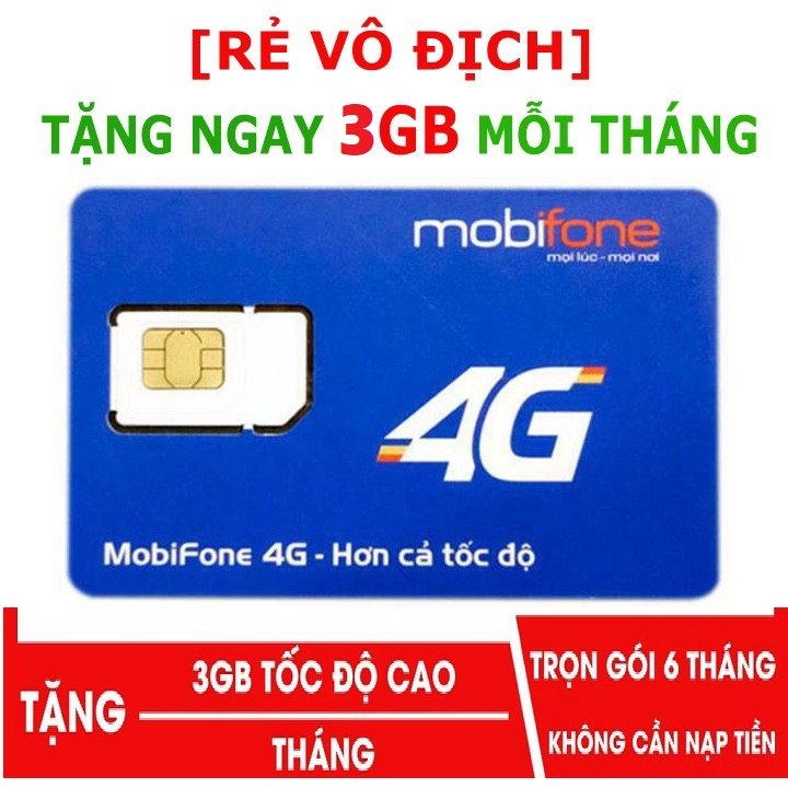 FREESHIP - CHƯA KÍCH HOẠT. sim 4g mobifone trọng gói 6T không cần nạp tiền sim tiêu chuẩn nhà mạng m