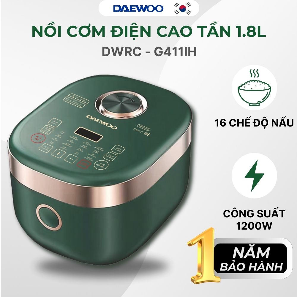 Daewoo Nồi cơm điện cảm ứng cao tần DWRC-G411IH (1.8L) công suất 1200w - Hàng chính hãng