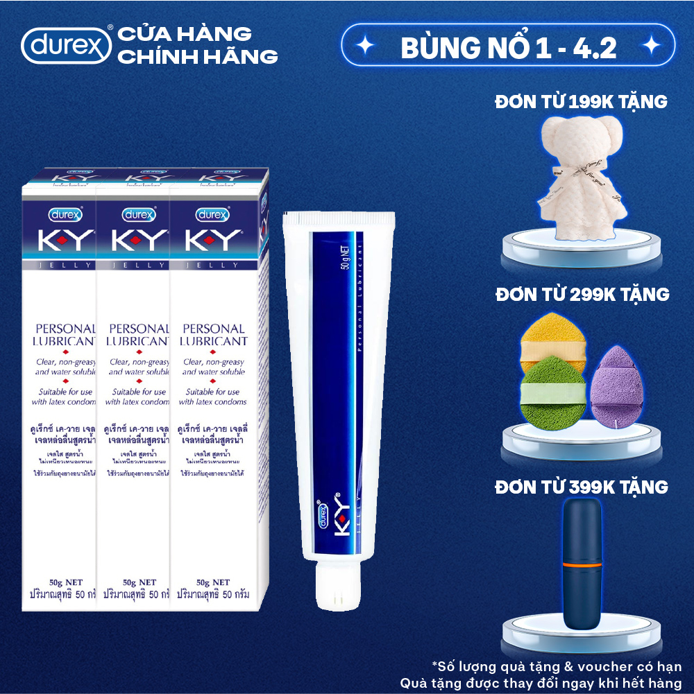[CHỈ 01-04/02 | MUA LÀ CÓ QUÀ] Combo 3 Gel bôi trơn Durex K-Y Jelly 50g ( KY Jelly)