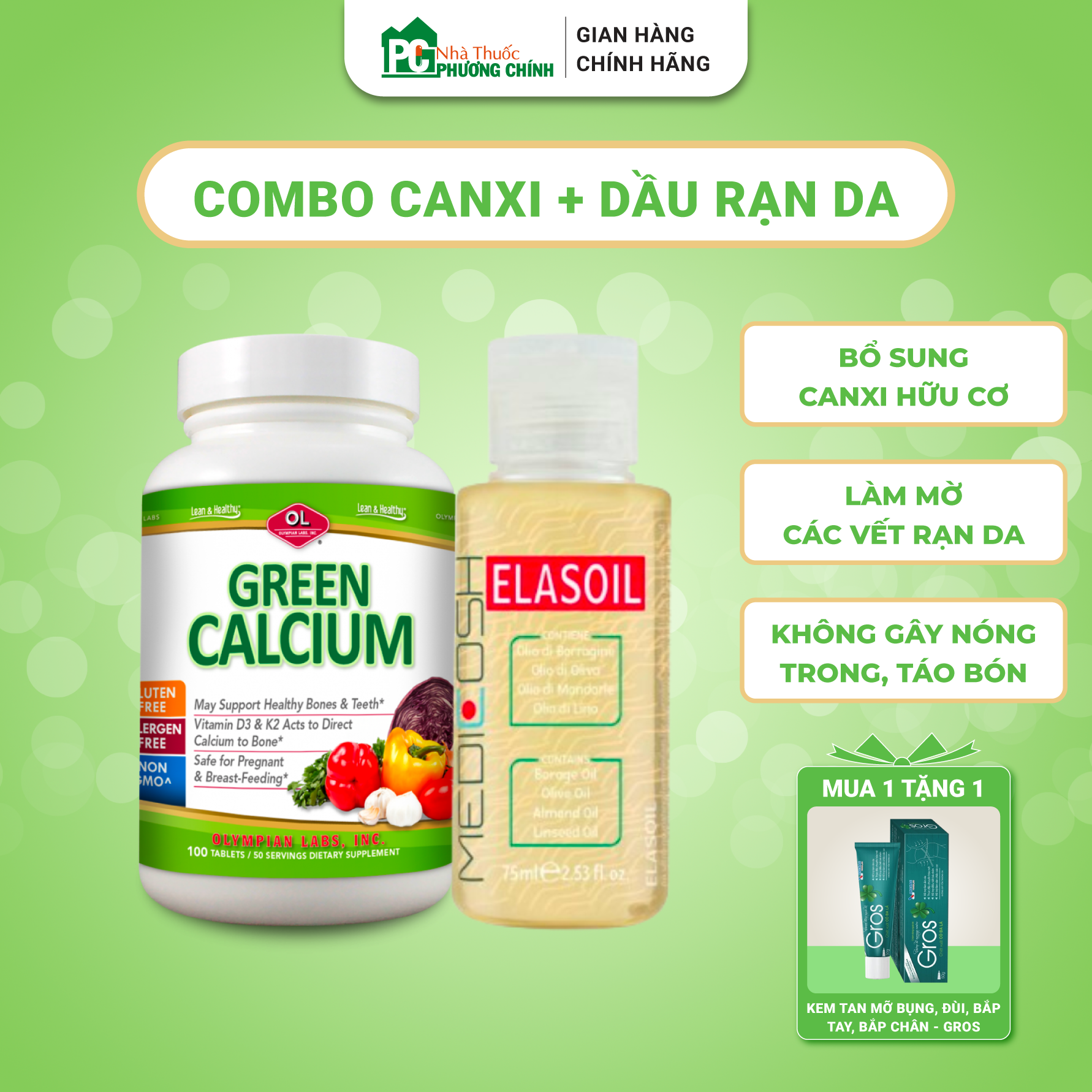 Canxi Hữu Cơ Green Calcium Olympian Labs Nhập Khẩu Từ Mỹ - Bổ Sung Canxi Mát Cho Bà Bầu & Mẹ Sau Sin