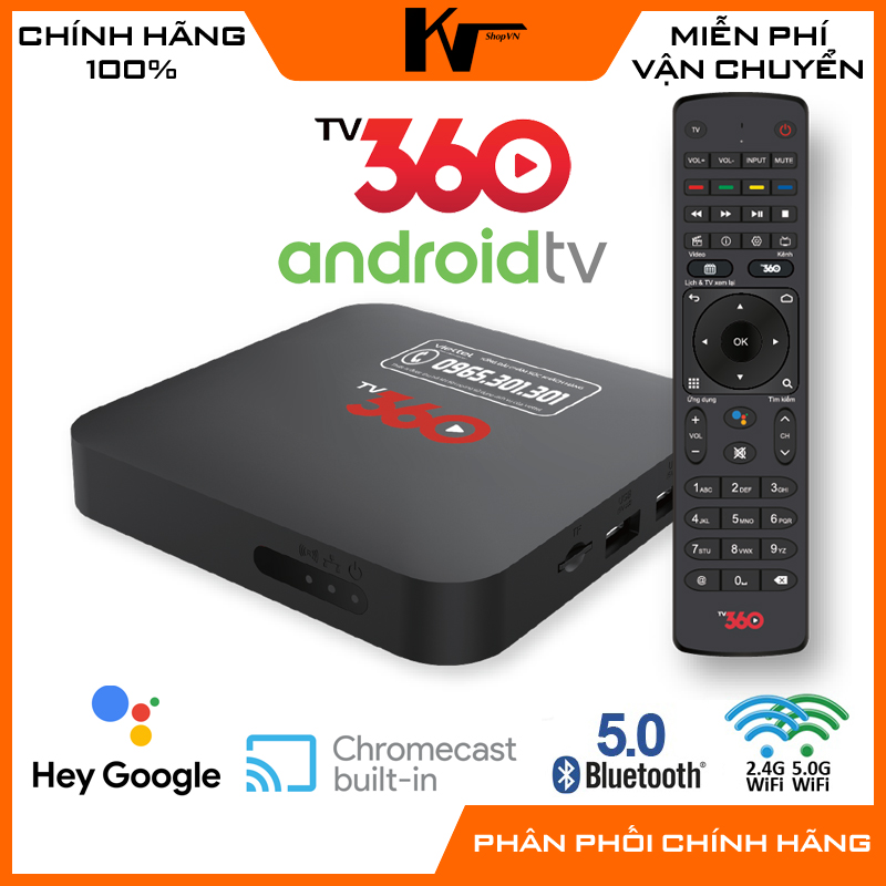 Android TV Box TV360 New, Chứng chỉ google, ra lệnh giọng nói, tích hợp đầy đủ app giải trí