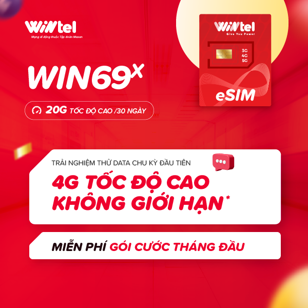 Sim chưa kích hoạt - SIM 4G  Wintel Win69X - Sim Data Tốc Độ Cao