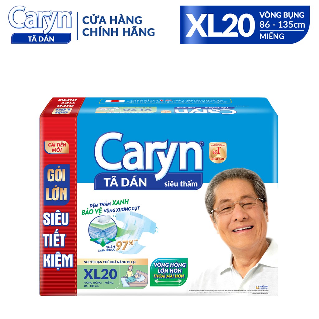 Tã Bỉm Dán Người Lớn Caryn Siêu Thấm Size Xl - Phân Loại: 10 Miếng 20 Miếng