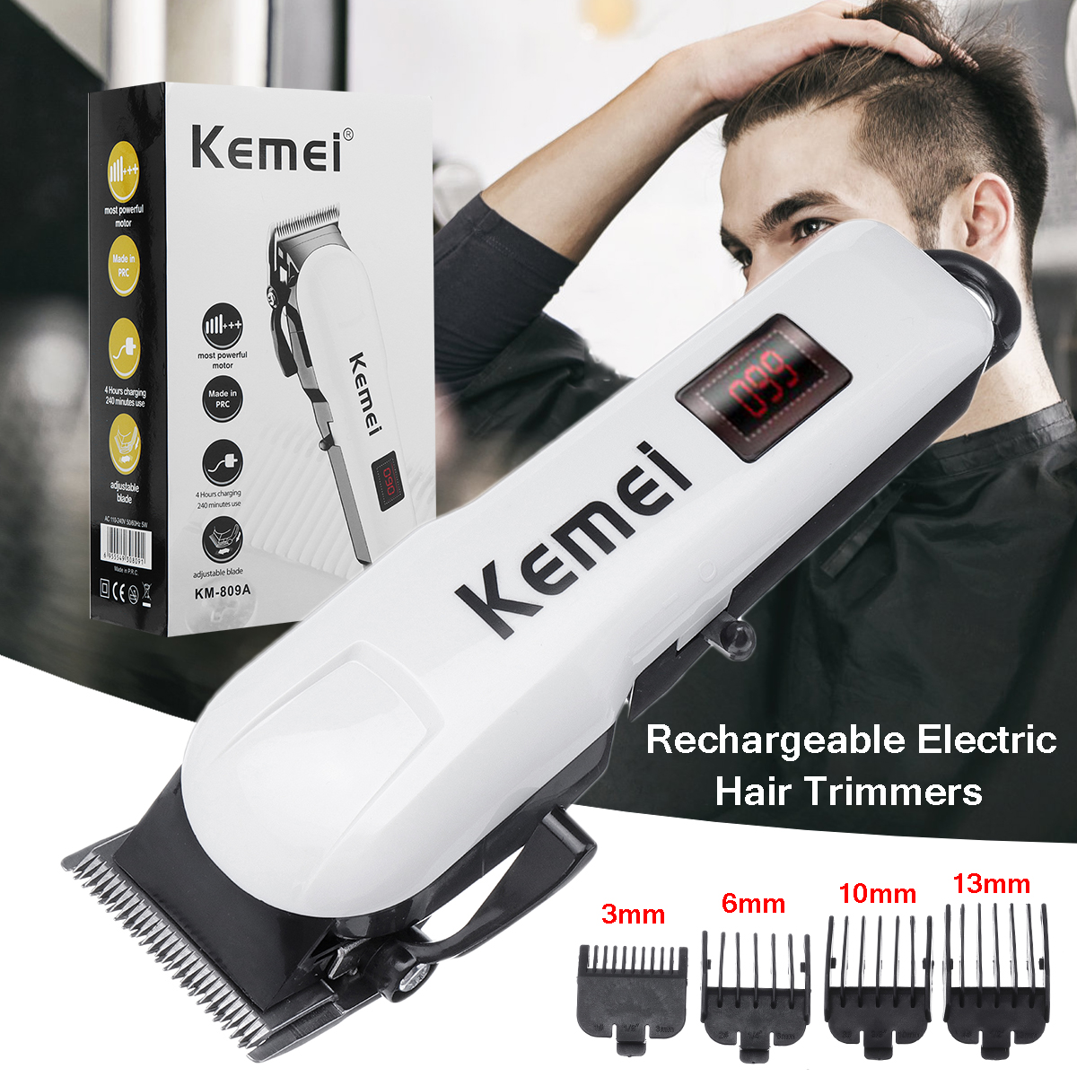 Tông đơ cắt tóc không dây KEMEI KM-809A chuyên nghiệp kemei 809a giá tốt Tháng 10 2023 | Mua ngay Tô