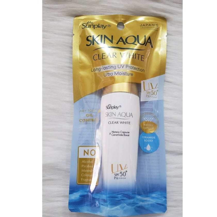 [HCM]Sữa chống nắng dưỡng trắng Sunplay Skin Aqua Clear White SPF50 loại25g và 55g chống nắng tăng cường hiệu quả dưỡng da trắng mịn với Vitamin C và B3