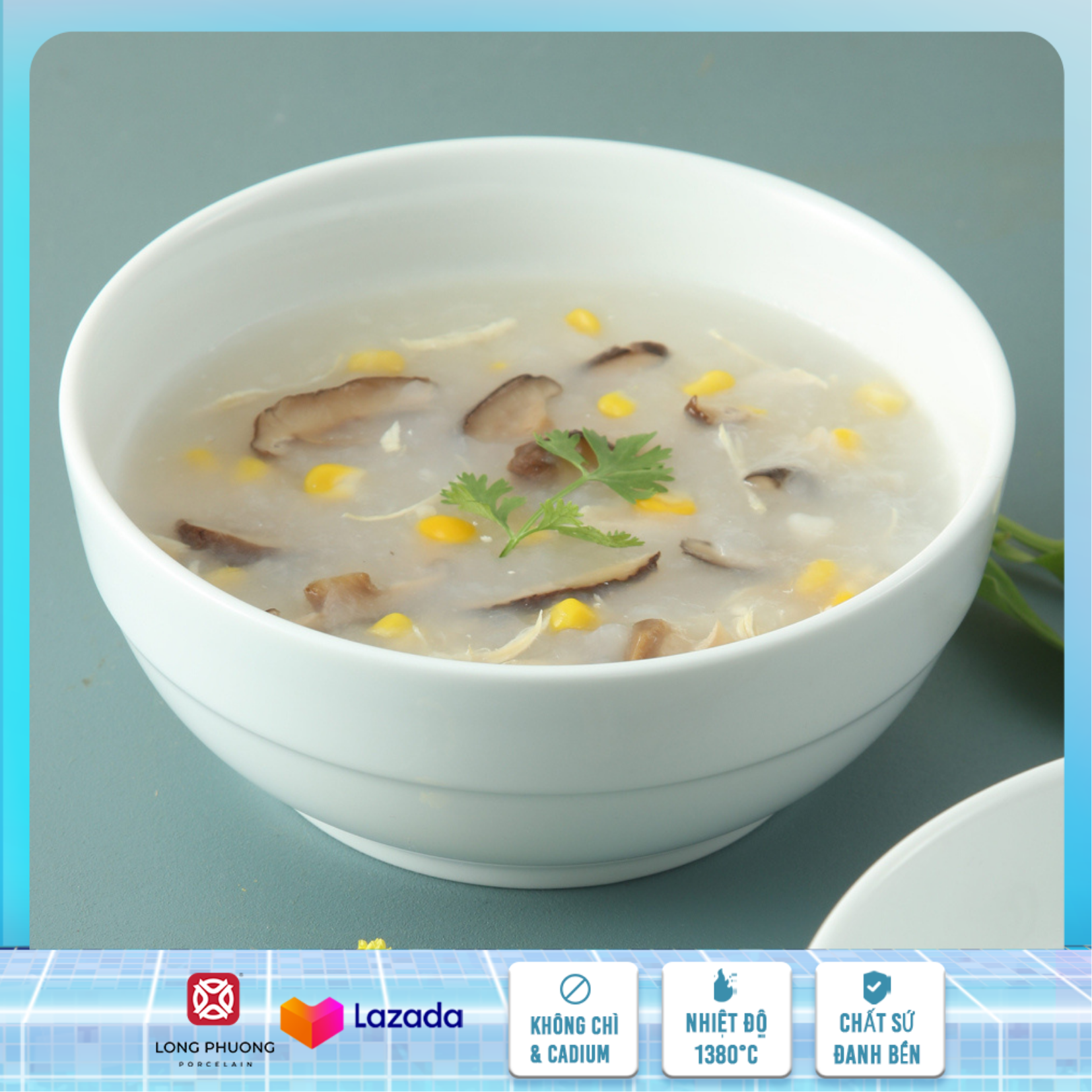 Tô tống ngấn - Bát tô đựng phở bát canh tô phở sứ trắng Long Phương