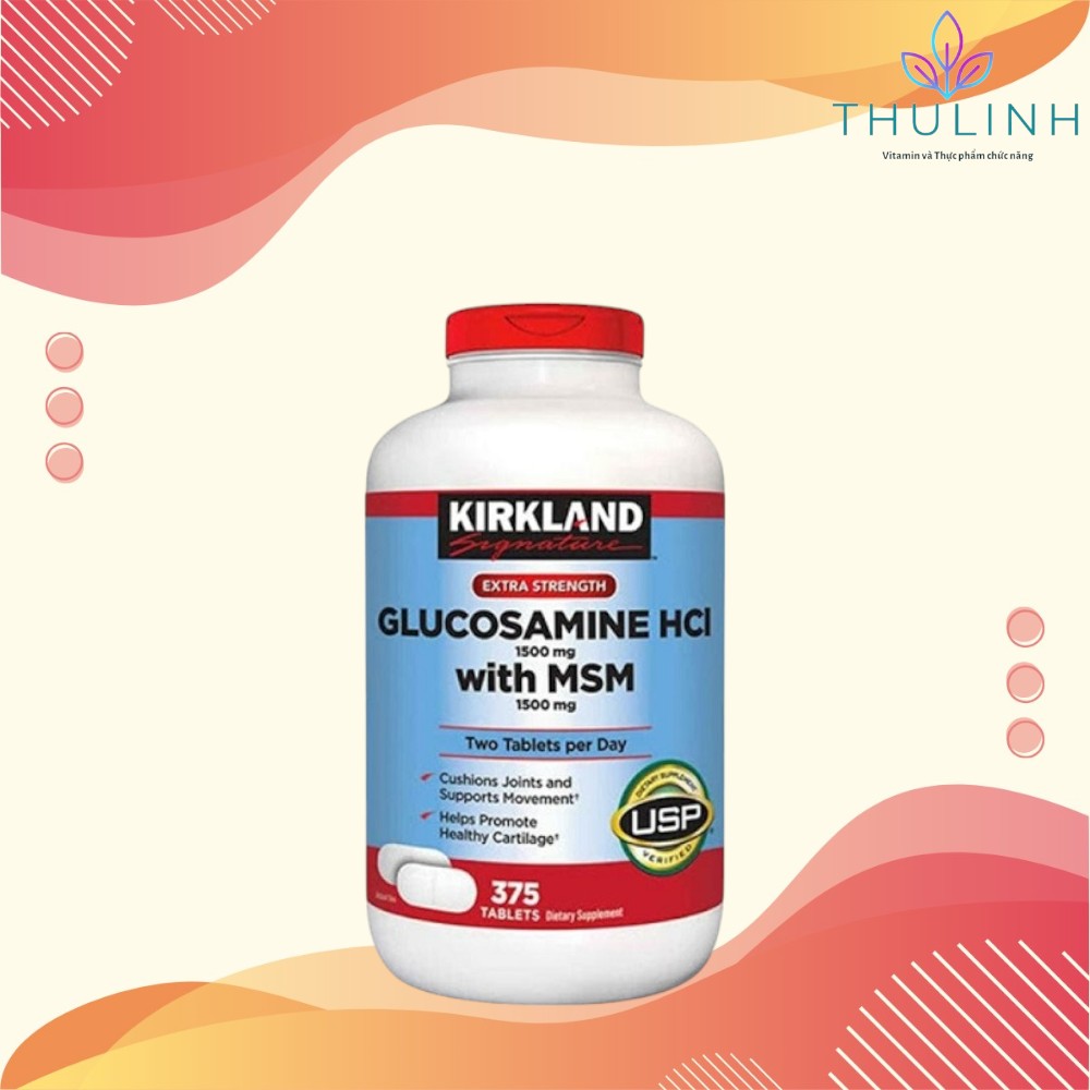 Viên uống Glucosamine HCL 1500mg with MSM 1500mg Kirkland của Mỹ 375 viên