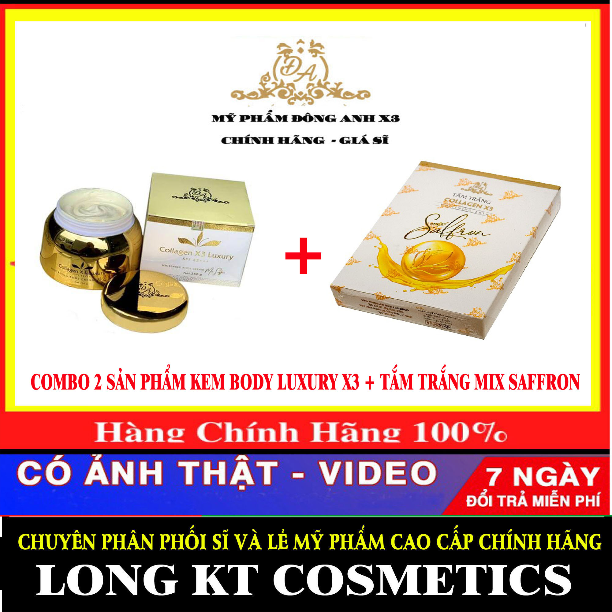 [Team Cào - Chính Hãng - Mỹ Phẩm Đông Anh ] Combo 2 Sản Phẩm Kem Body Luxury X3 Và Tắm Trắng Saffon X3 Đông Anh Bộ Đôi Kết Hợp Chăm Sóc Cơ Thểdưỡng Ẩm Cơ Thể