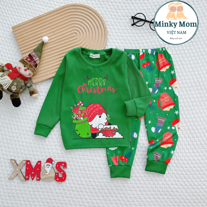 Bộ Quần Áo Trẻ Em Dài Tay Minky Mom Vải Thun Tăm Thiết Kế Cho Mùa Noel 2024 Nhiều Hình Dáng Đáng Yêu