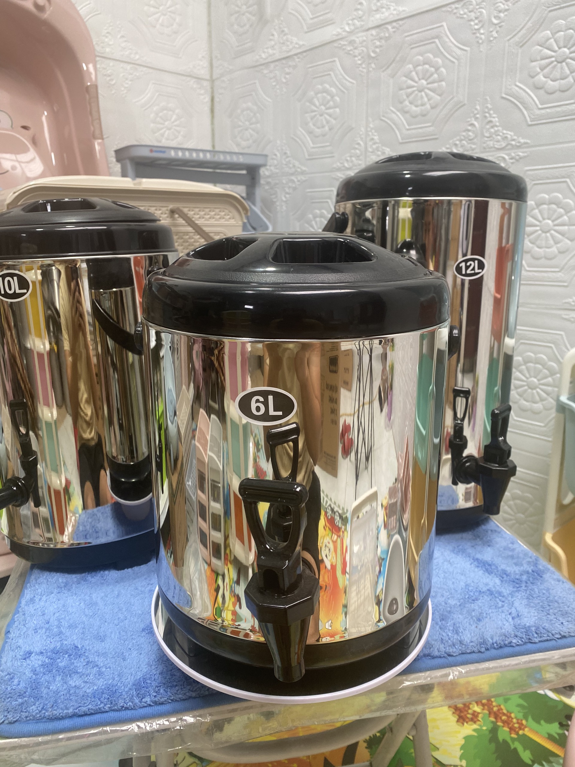 (050)Bình ủ trà giữ nhiệt 6L 8L 10L 12L loại 1 xịn Bình nước giữ nhiệt inox 304 có vòi chuyên dụng pha trà cao cấp
