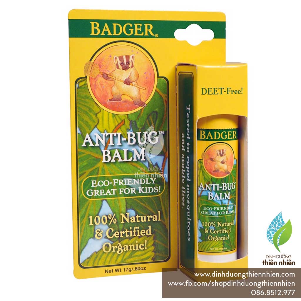 [Hcm]Sáp Bôi Hữu Cơ Chống Muỗi & Côn Trùng Đốt Badger Anti Bugs 17G Dạng Thỏi