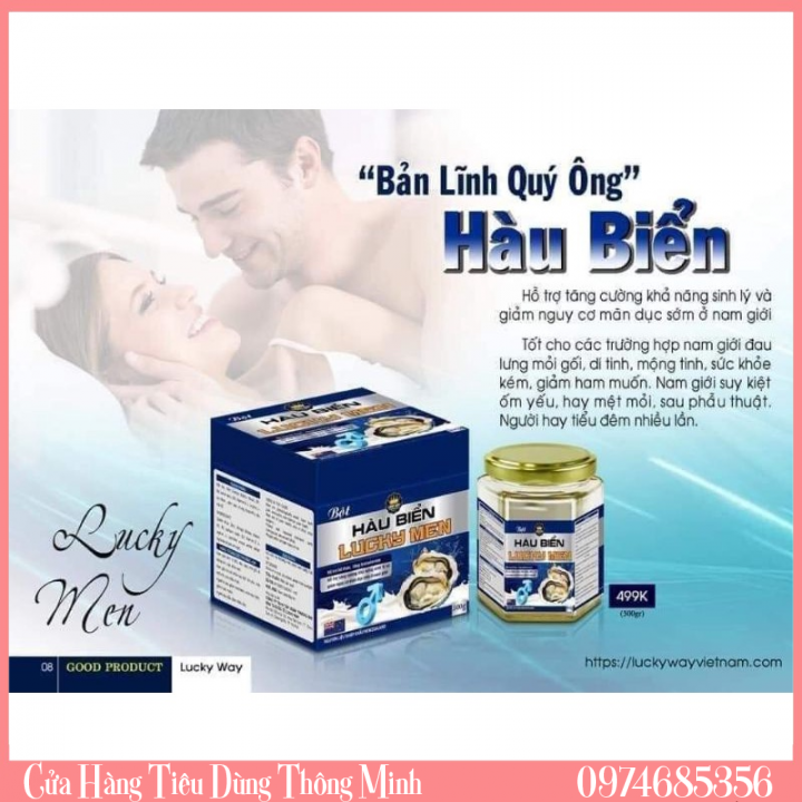 [Date 2023] Bột Hàu Biển Lucky Men Bổ Thận Tăng Sinh Lý Nam Giới Hộp 500Gr