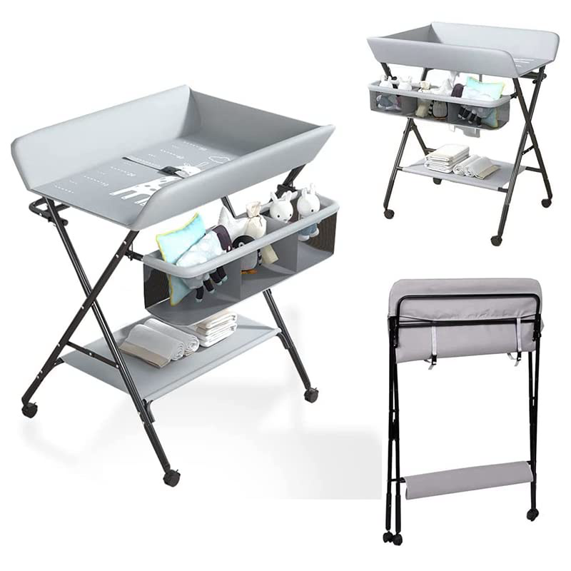 Bàn thay tã di động cho Portable Kids Product bé có bánh xe di động Baby Portable Changing Table with Wheels